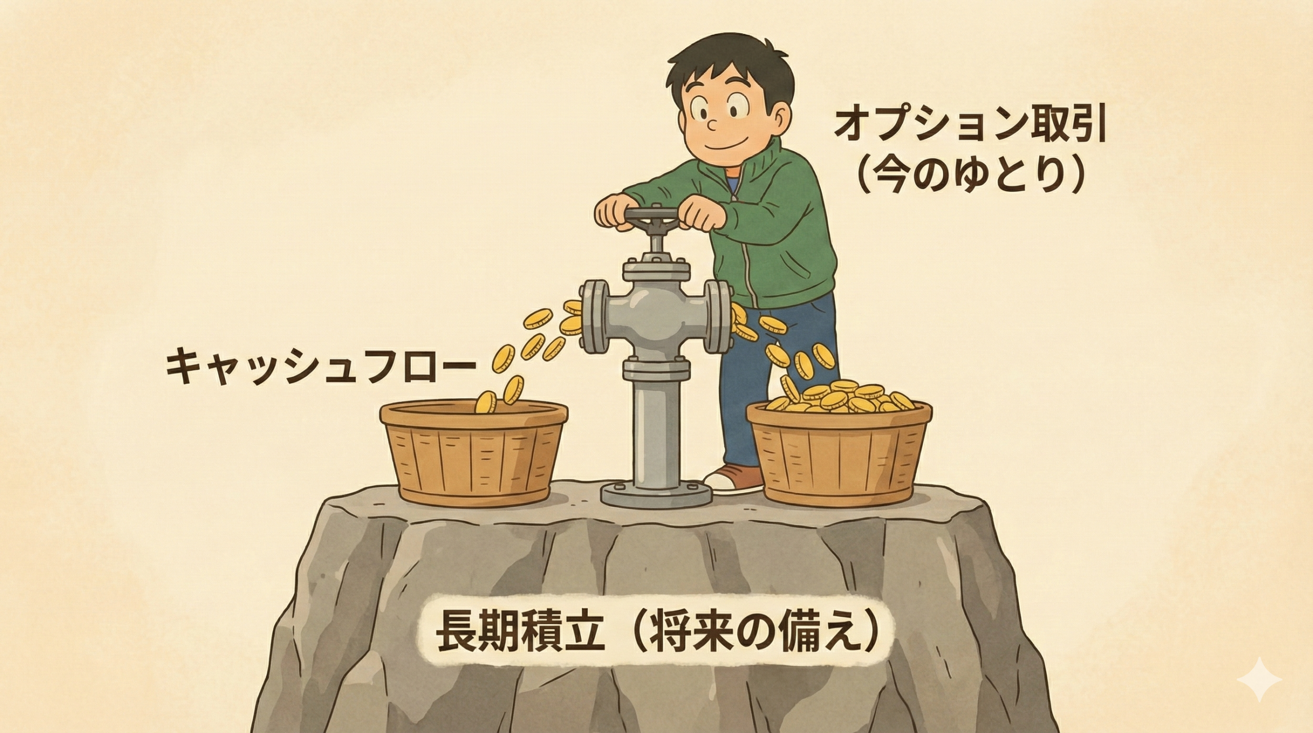 長期積立とオプション取引の関係図